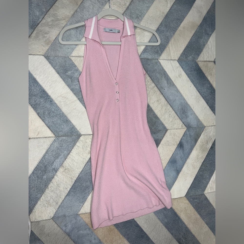 Adika polo collared sleeveless ribbed dress pink size XS/S